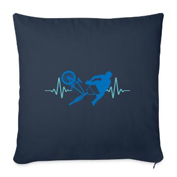 ECG de pouls BMX pulsation cardiaque | Les couleurs peuvent être changées - Housse de coussin décorative 45 x 45 cm - bleu marine - Devant