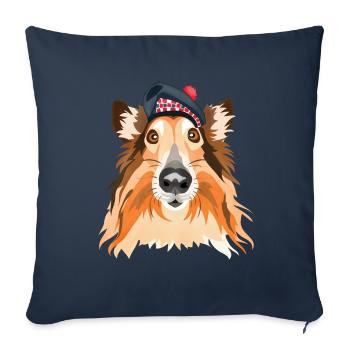 colley écossais - Housse de coussin décorative 45 x 45 cm - bleu marine - Devant
