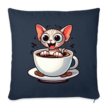 Sphinx Cat Coffee Coffee Lover Design - Sofa pillowcase 17,3'' x 17,3'' (45 x 45 cm) - navy - Front