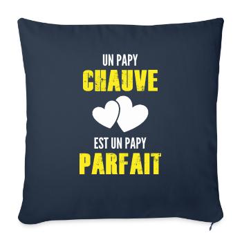 un papy chauve est un papy parfait / grand-père - Housse de coussin décorative 45 x 45 cm - bleu marine - Devant