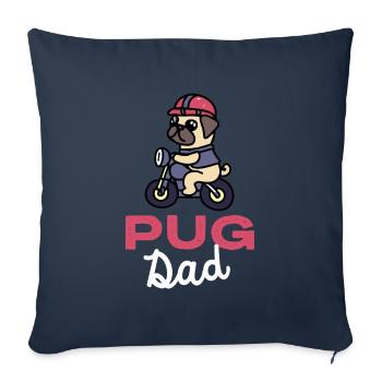 Pug Dad Biker Dog Papa Gift Pugs - Sofa pillowcase 17,3'' x 17,3'' (45 x 45 cm) - navy - Front