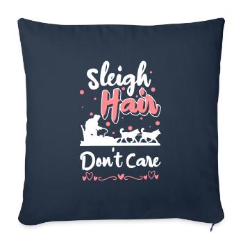 Toboggan Noël Sports d’hiver Luge en bois - Housse de coussin décorative 45 x 45 cm - bleu marine - Devant