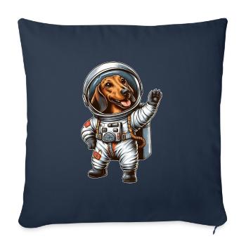 Teckel, astronaute, espace, science-fiction - Housse de coussin décorative 45 x 45 cm - bleu marine - Devant