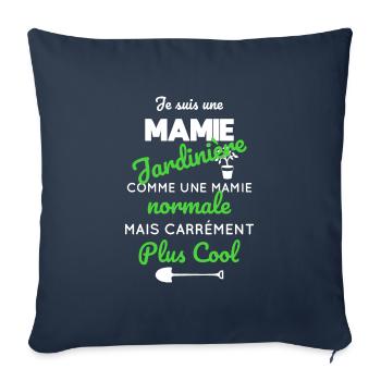 Mamie jardinière comme une mamie normale plus cool - Housse de coussin décorative 45 x 45 cm - bleu marine - Devant