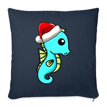 Hippocampe Comic Christmas - Housse de coussin décorative 45 x 45 cm - bleu marine - Devant
