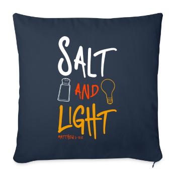 Messages Bible Sel de la Terre Lumière du Monde - Housse de coussin décorative 45 x 45 cm - bleu marine - Devant
