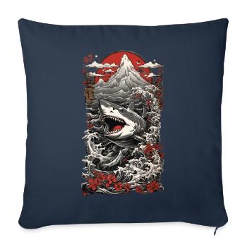 Ukiyo-e Shark Japanese Waves Art Sea Shark - Sofa pillowcase 17,3'' x 17,3'' (45 x 45 cm) - navy - Front