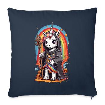 Halloween Unicorn Magician Rainbow and Spell - Sofa pillowcase 17,3'' x 17,3'' (45 x 45 cm) - navy - Front