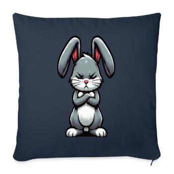 lapin lièvre lièvres heurtoir à longues oreilles mâle - Housse de coussin décorative 45 x 45 cm - bleu marine - Devant