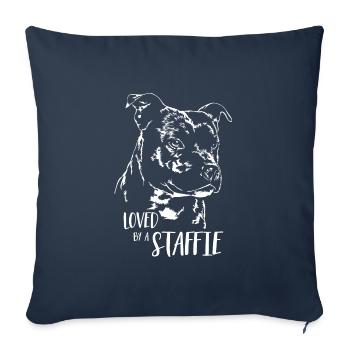 STAFFORDSHIRE BULL TERRIER loved by a Staffie dog - Sofa pillowcase 17,3'' x 17,3'' (45 x 45 cm) - navy - Front