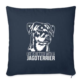 La vie de Jagdterrier est meilleure Chiens Chiens Wilsigns - Housse de coussin décorative 45 x 45 cm - bleu marine - Devant