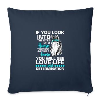 Western Riding Horses Stuff Stallion Équitation Chevaux Filles - Housse de coussin décorative 45 x 45 cm - bleu marine - Devant