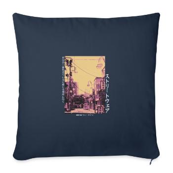 Esthétique Streetwear japonaise - Housse de coussin décorative 45 x 45 cm - bleu marine - Devant