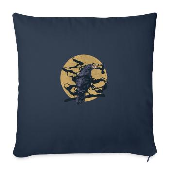 Oiseau corbeau noir corbeau - Housse de coussin décorative 45 x 45 cm - bleu marine - Devant