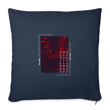 Esthétique Streetwear japonaise - Housse de coussin décorative 45 x 45 cm - bleu marine - Devant