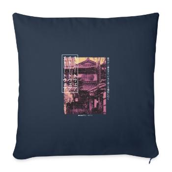 Esthétique Streetwear japonaise - Housse de coussin décorative 45 x 45 cm - bleu marine - Devant