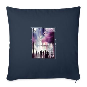 Esthétique streetwear japonaise - Housse de coussin décorative 45 x 45 cm - bleu marine - Devant