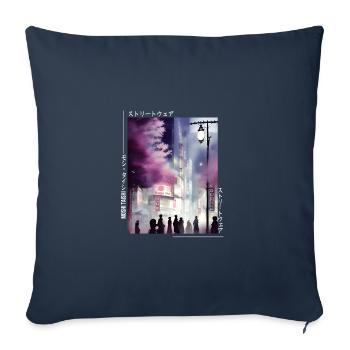 Esthétique streetwear japonaise - Housse de coussin décorative 45 x 45 cm - bleu marine - Devant