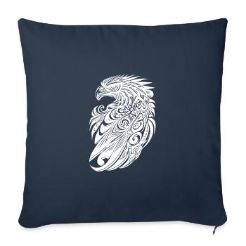 Aigle dans le style de plumes tribales de tatouage vintage - Housse de coussin décorative 45 x 45 cm - bleu marine - Devant
