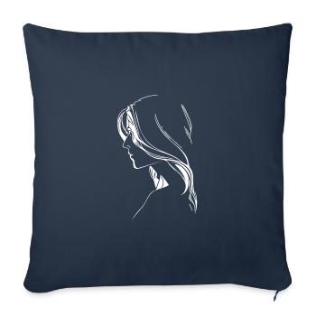 Portrait Woman Tattoo with Stylish Long Hair - Sofa pillowcase 17,3'' x 17,3'' (45 x 45 cm) - navy - Front