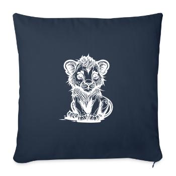 Mignon bébé lion vintage - Housse de coussin décorative 45 x 45 cm - bleu marine - Devant