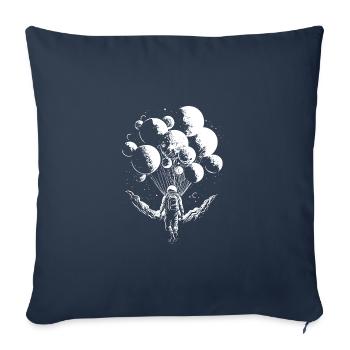 Astronaute avec ballon et planète sur la lune - Housse de coussin décorative 45 x 45 cm - bleu marine - Devant