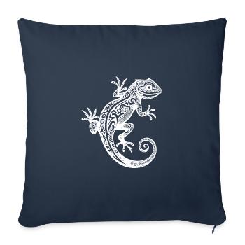 Mignon tatouage tribal gecko sur le mur - Housse de coussin décorative 45 x 45 cm - bleu marine - Devant