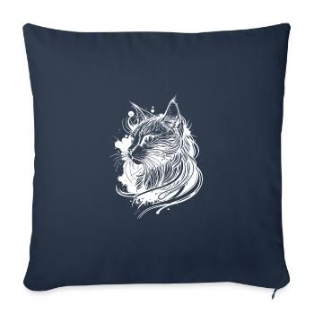 Cute Space Cat in Tattoo Style - Sofa pillowcase 17,3'' x 17,3'' (45 x 45 cm) - navy - Front