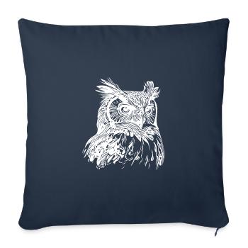Élégant hibou des forêts vintage - Housse de coussin décorative 45 x 45 cm - bleu marine - Devant