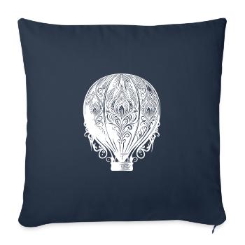 Conception de ventilateur de montgolfière vintage - Housse de coussin décorative 45 x 45 cm - bleu marine - Devant