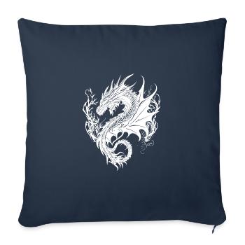 Dragon vintager féroce en robe à écailles - Housse de coussin décorative 45 x 45 cm - bleu marine - Devant