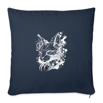 Space Cat dans le style de tatouage vintage - Housse de coussin décorative 45 x 45 cm - bleu marine - Devant