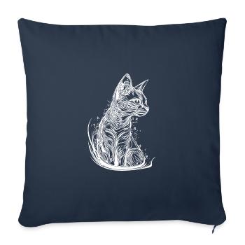Petit chat mignon dans un style de tatouage vintage - Housse de coussin décorative 45 x 45 cm - bleu marine - Devant