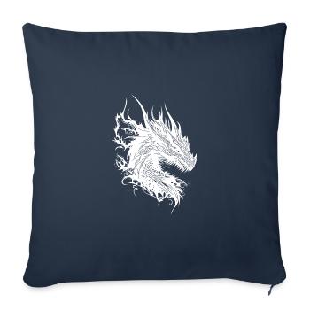 Dragon maléfique en robe vintage à échelle naturelle - Housse de coussin décorative 45 x 45 cm - bleu marine - Devant