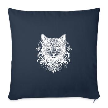Beau tatouage de chat vintages - Housse de coussin décorative 45 x 45 cm - bleu marine - Devant