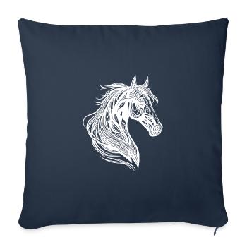 Portrait de jument avec crinière élégante dans le vent - Housse de coussin décorative 45 x 45 cm - bleu marine - Devant