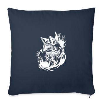 Style de tatouage assez mignon Renard dans la forêt - Housse de coussin décorative 45 x 45 cm - bleu marine - Devant