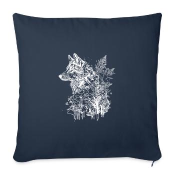 Vintage Wolf Head Portrait Nature Ink Tattoo Style - Housse de coussin décorative 45 x 45 cm - bleu marine - Devant
