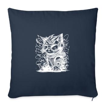 Little Cool Space Cat Splash Tattoo Style - Sofa pillowcase 17,3'' x 17,3'' (45 x 45 cm) - navy - Front