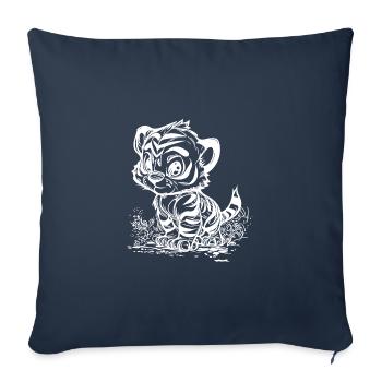 Cute little tiger with cute stripe pattern - Sofa pillowcase 17,3'' x 17,3'' (45 x 45 cm) - navy - Front