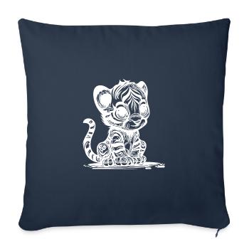 Small tiger with cute striped pattern - Sofa pillowcase 17,3'' x 17,3'' (45 x 45 cm) - navy - Front