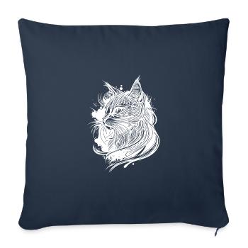Cute Little Space Domestic Cat in Tattoo Style - Sofa pillowcase 17,3'' x 17,3'' (45 x 45 cm) - navy - Front
