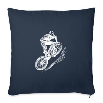Mountainbiker mit Downhill Bike - Sofakissenbezug 45 x 45 cm - Navy - Vorne