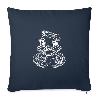Drôle de canard avec de grands yeux et un bec - Housse de coussin décorative 45 x 45 cm - bleu marine - Devant
