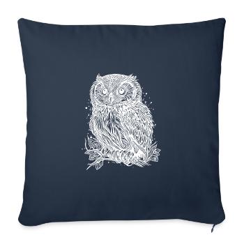 Motif nature hibou des forêts pour les amoureux des hiboux - Housse de coussin décorative 45 x 45 cm - bleu marine - Devant