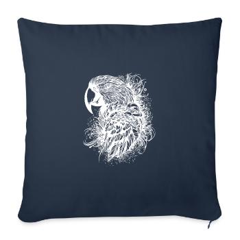 Perroquet Vintage Portrait d’oiseau Dessin - Housse de coussin décorative 45 x 45 cm - bleu marine - Devant
