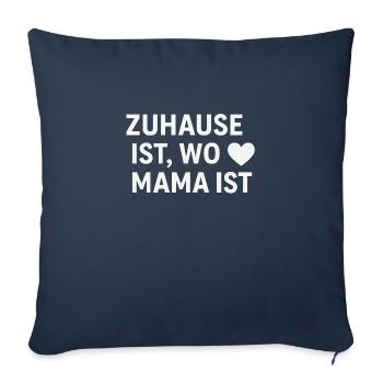 La maison est là où se trouve maman – Logo de maman aimante - Housse de coussin décorative 45 x 45 cm - bleu marine - Devant
