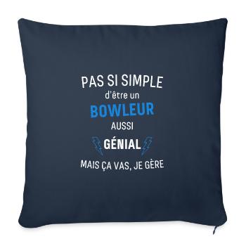 Bowleur Génial - Housse de coussin décorative 45 x 45 cm - bleu marine - Devant