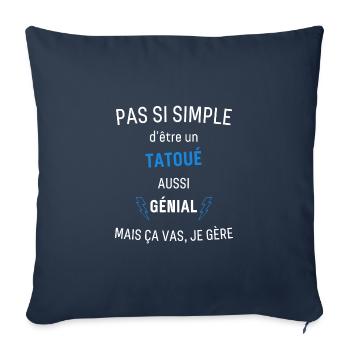 Awesome Tattooed T-Shirt - Sofa pillowcase 17,3'' x 17,3'' (45 x 45 cm) - navy - Front