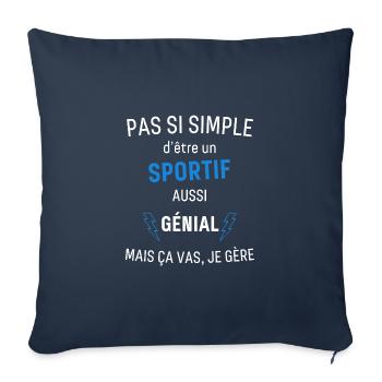 T-shirt Sportif Génial - Housse de coussin décorative 45 x 45 cm - bleu marine - Devant